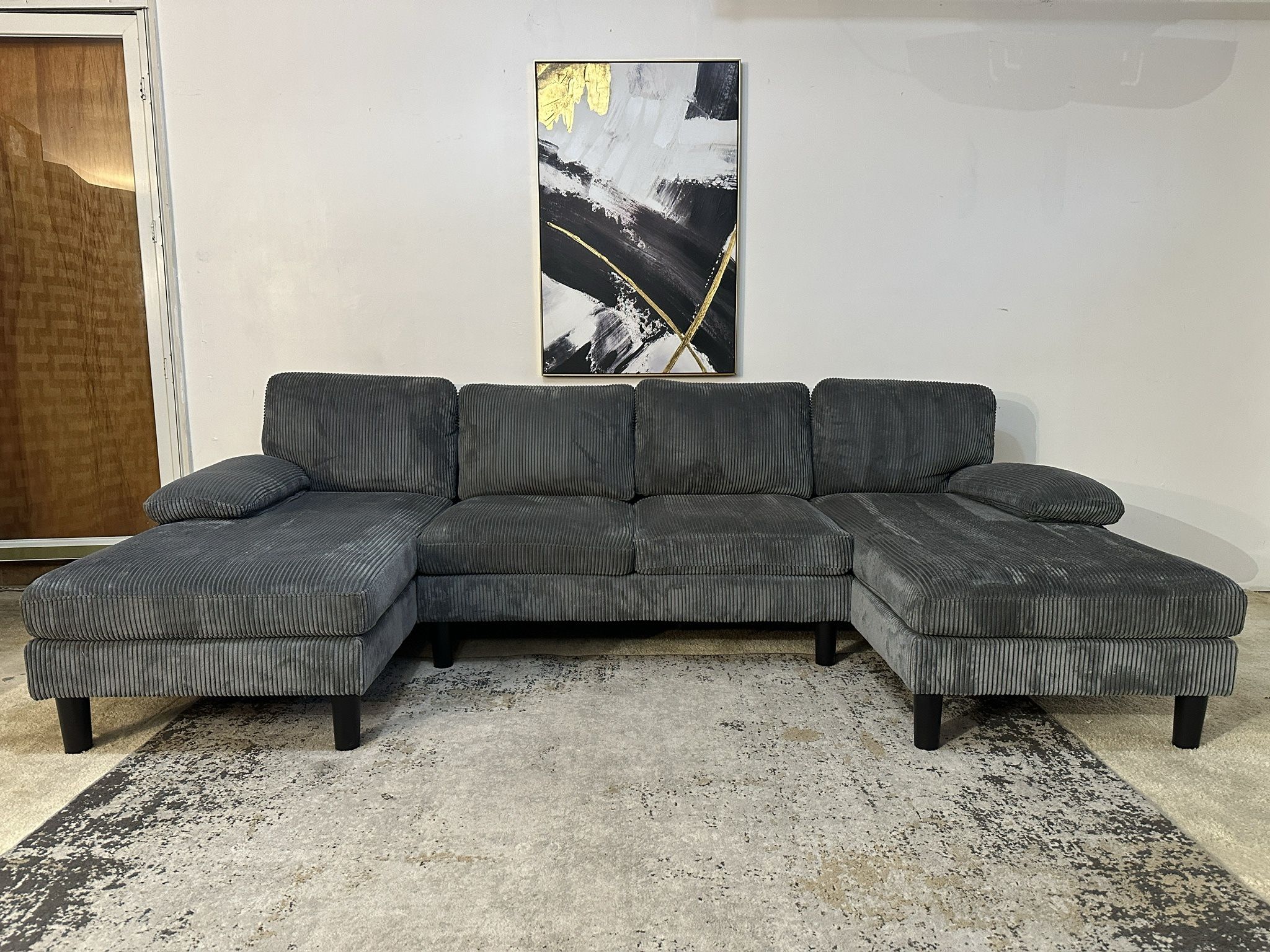 Gray 4-Seater U-Shape Sectional Couch