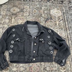 Black cropped jean jacket