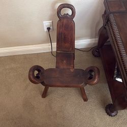 Vintage Birthing Chair Stool Antique 