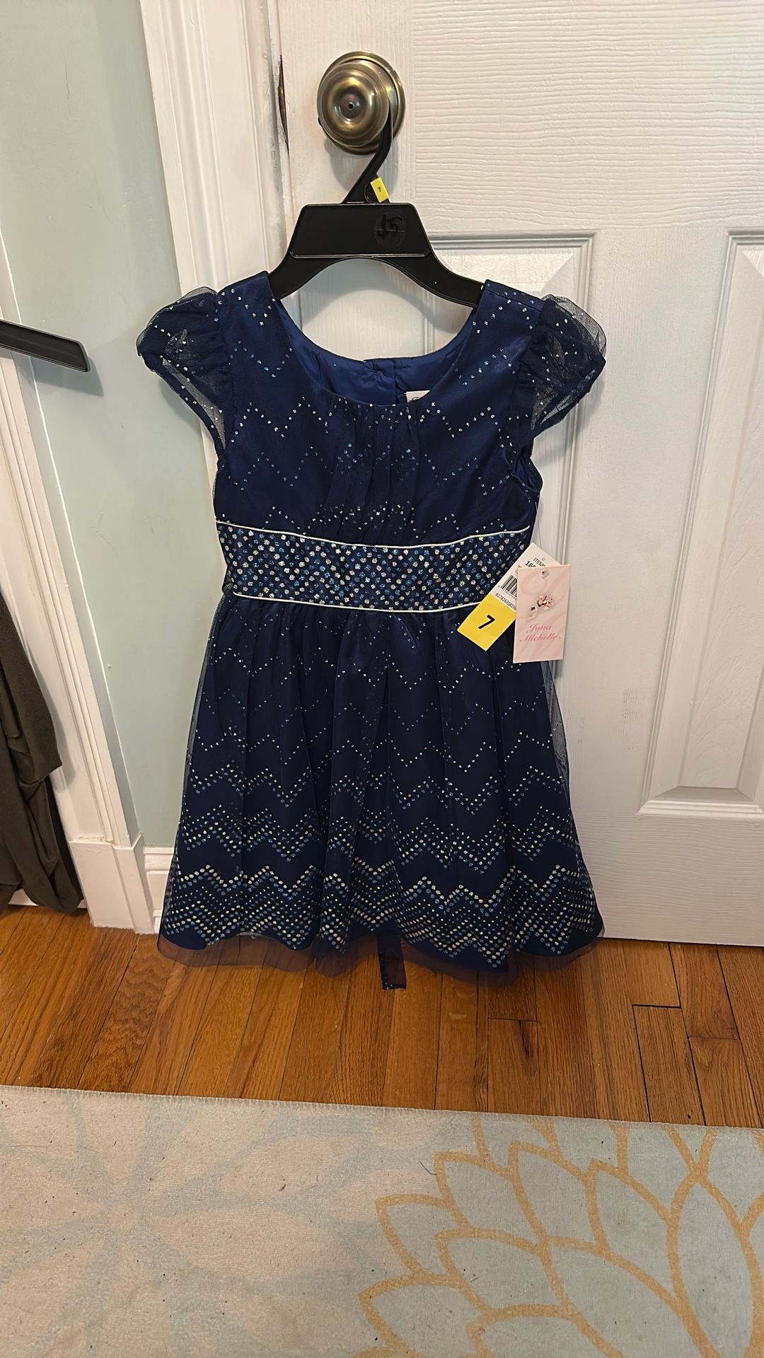 Girls / New /Size 7 Navy Blue with Sequin Dress