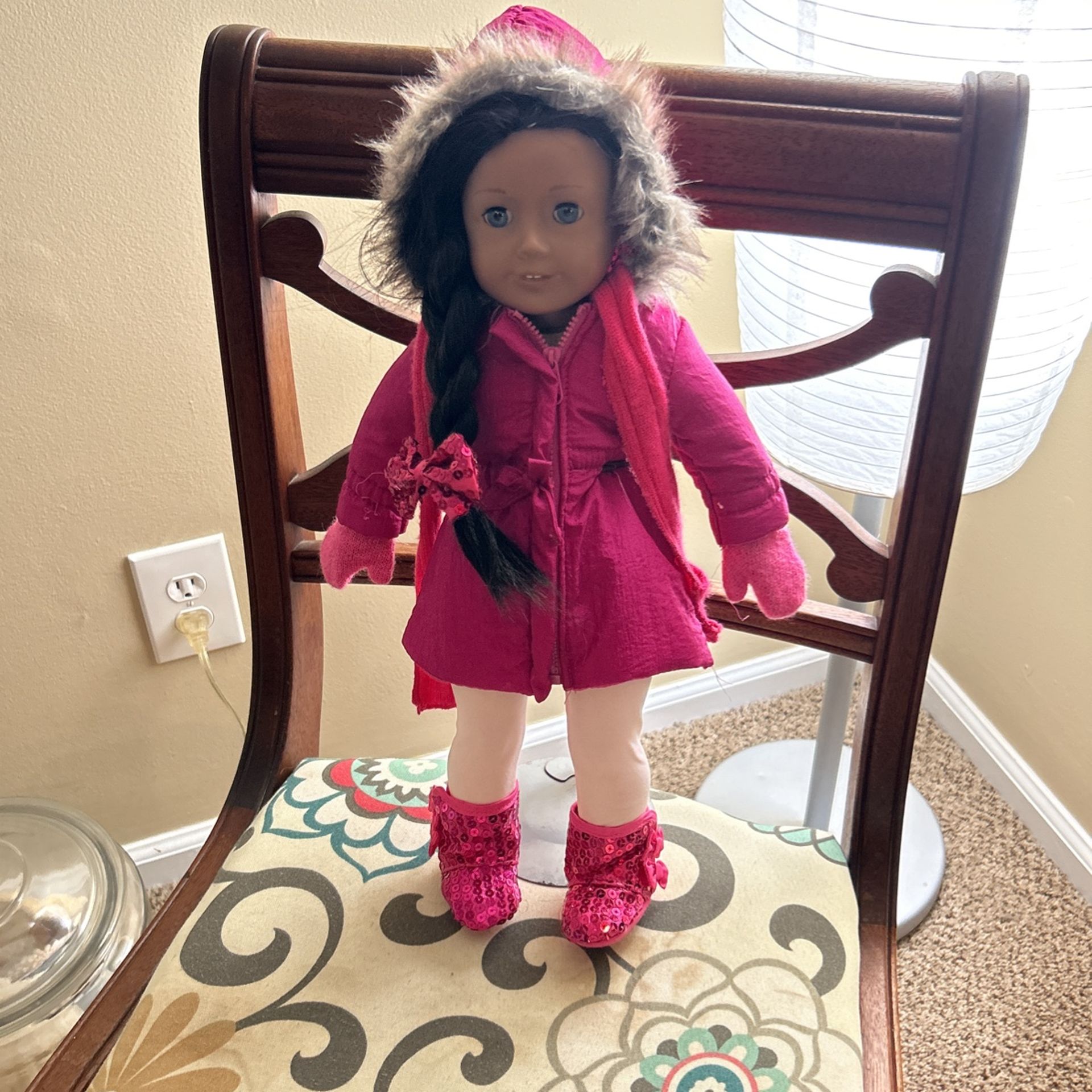 Pink Winter Coat With Boots, Scarf and Mittensfor 18-in Doll (like American Girl)