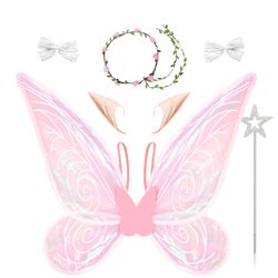 Fairy Butterfly Wings  Wand Pink Women / Halas de Hada Rosa Halloween Cosplay Costume