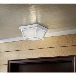 Hampton Bay 2-Light Outdoor Flush Mount Light, White (WB0323) - NEW, $40 (Multi-Buy $30 ea)