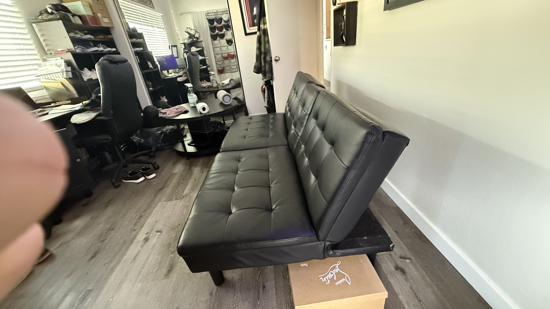 Black leather Futon