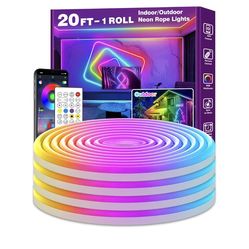 20/40Ft Neon Rope Lights,Flexible Led Rope Lights Control with App/Remote