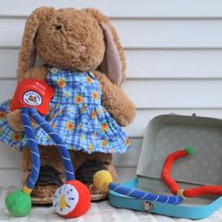Build-A-Bear Bunny Stuffy with Sundress, Sandals and Med Kit/ Doctor Kit