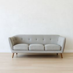 Modern Light Gray Mid-Century Couch 