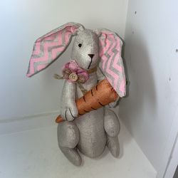 Dan Dee Collectors Choice Burlap Floppy Eared Easter Bunny Rabbit Flower Carrot