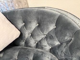 2 pc Gray Velvet Tufted Accent Couches