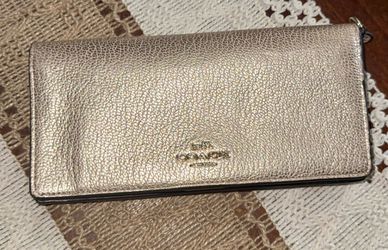 Coach Metallic Gold Leather Bifold Wallet