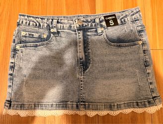 Carbon Jeans Acid Wash Denim Mini Skirt