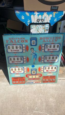 United’s falcon bowling alley arcade bowler backglass