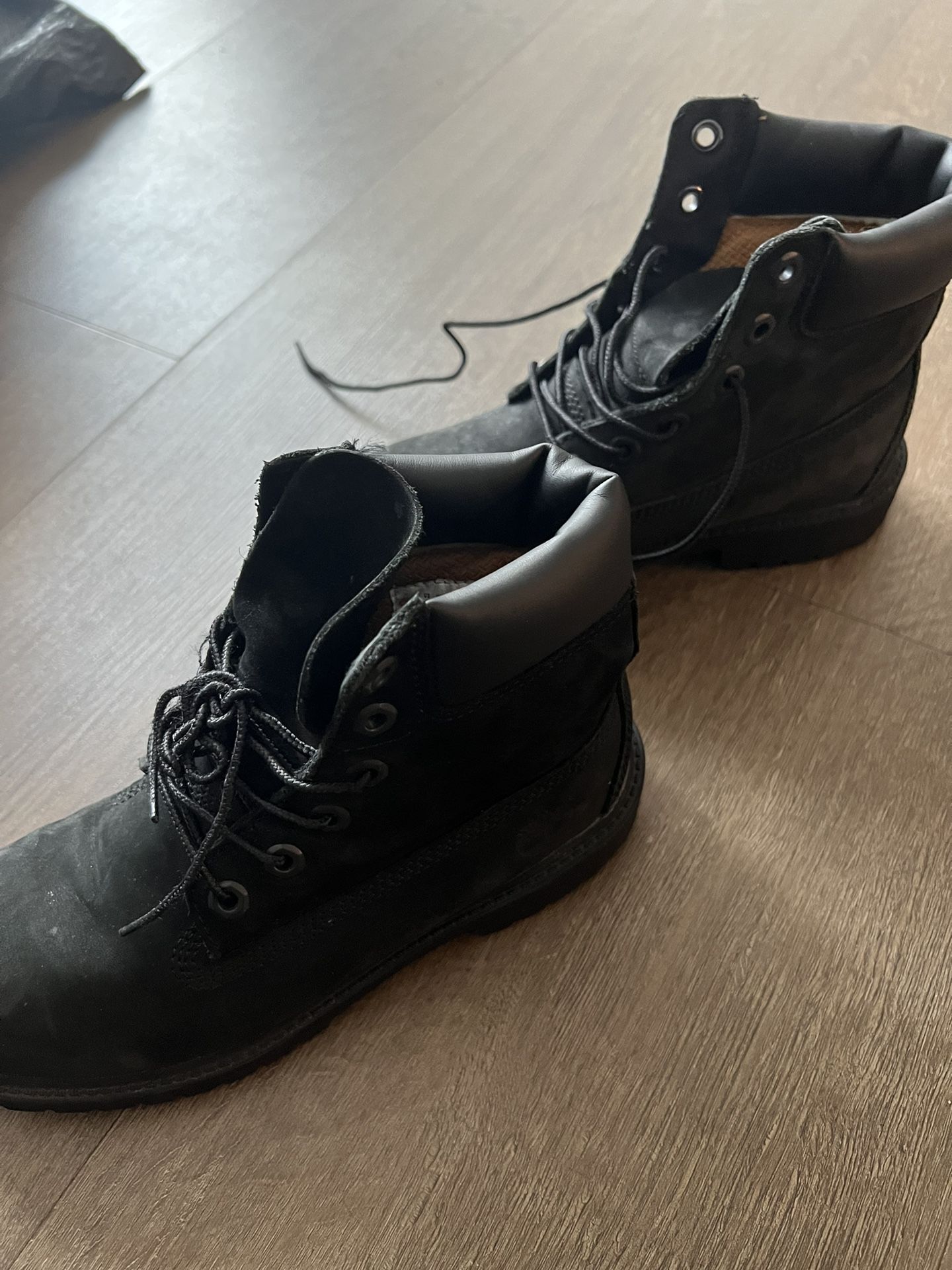 All Black Timberland field boots