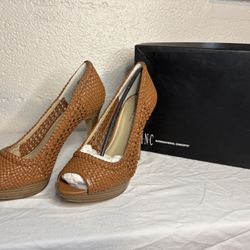 INC Brown Peep Toe Heels 
