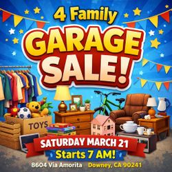 4 Family Garage sale Saturday 7 AM
