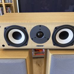 Set of Tannoy Mercury Mx4 and center MxC speakers light maple for