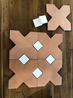 Equipe: Kasbah Terracotta 12x12 & Taco 1x1 matte white tile.