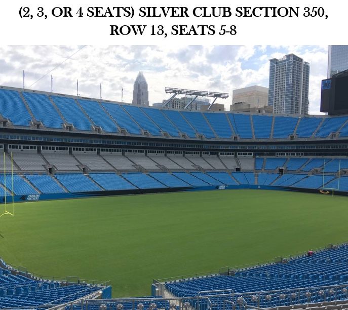 2, 3, or 4 Carolina Panthers CLUB LEVEL Tickets Seats—Best In House!!!