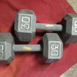SET OF 30LB.  HEXHEAD DUMBBELLS TOTAL 60LBs 
11525 S HALSTED DUNKIN DONUTS/7111.S WESTERN WALGREENS 
60$  CASH ONLY AS IS 