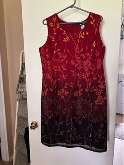Sag Harbor Red to Black Ombre Floral Midi Dress