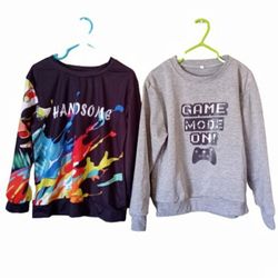 Shein boy's black Multicolor handsome Sweatshirt and game mode on Gray sweatshirt size 5T new