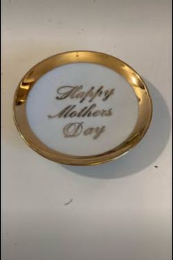4” Happy Mother’s Day Trinket Dish - Vintage 22 Karat Gold Trim Windsor Products Plate