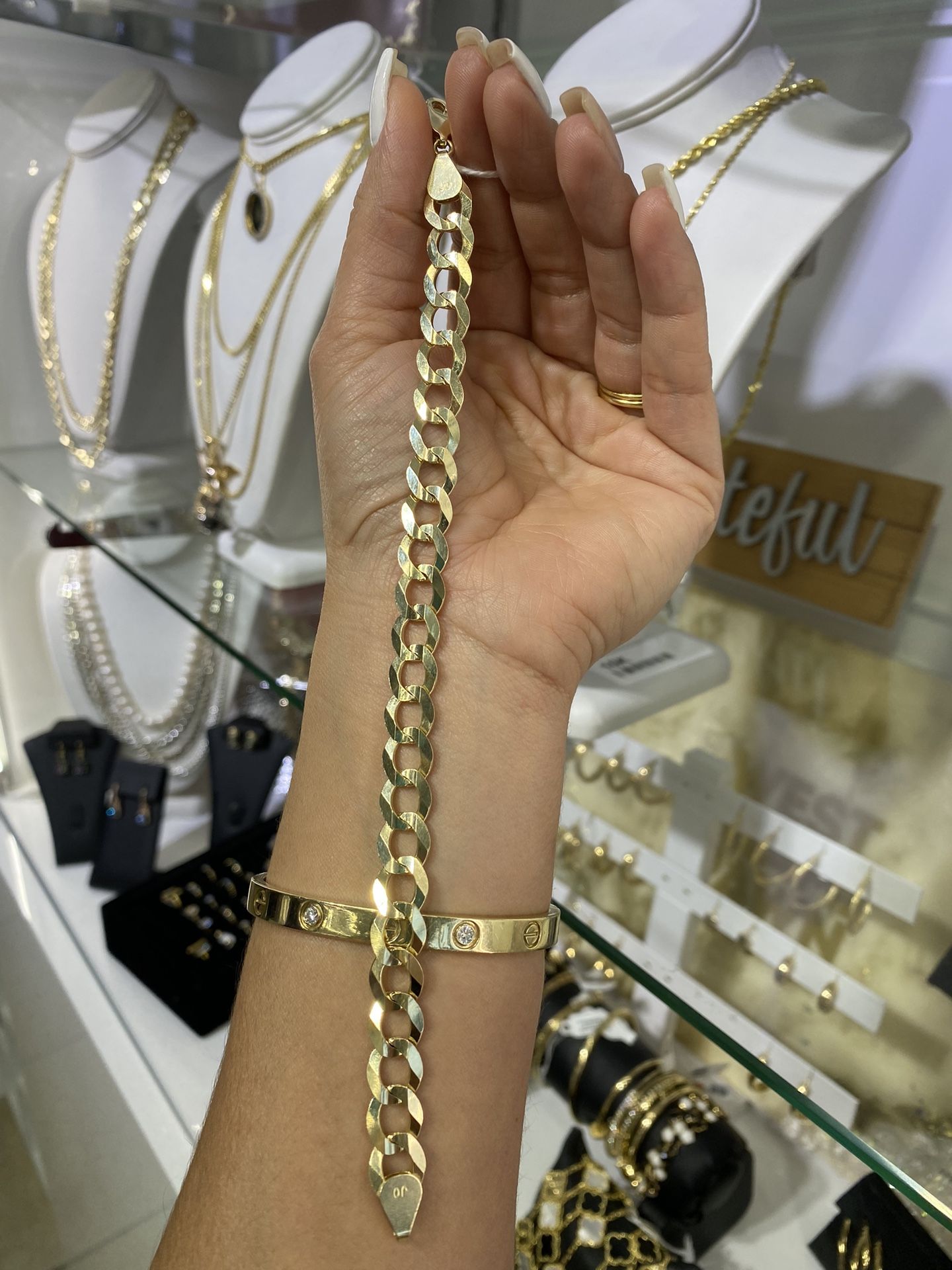 14k Brazalete Sólido Curb