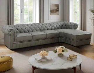 Dania Genuine top grain leather sectional couch