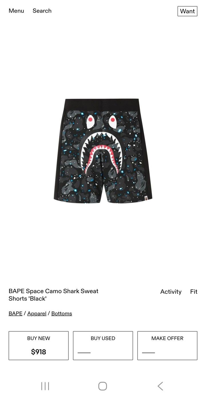 Bape Camo Space Shorts