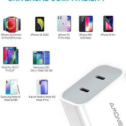 USB C Charger, Amoner Wall Charger, , 25W Fast PD USB C iPhone 12 Charger Compatible with iPhone 12/