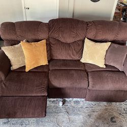 Brown Corduroy Electric Reclining Sofa Couch