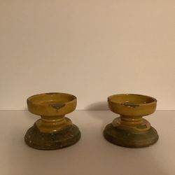 Pottery Barn Tuscan Glaze - Small Pillar Candle Holder 4”2 Pc