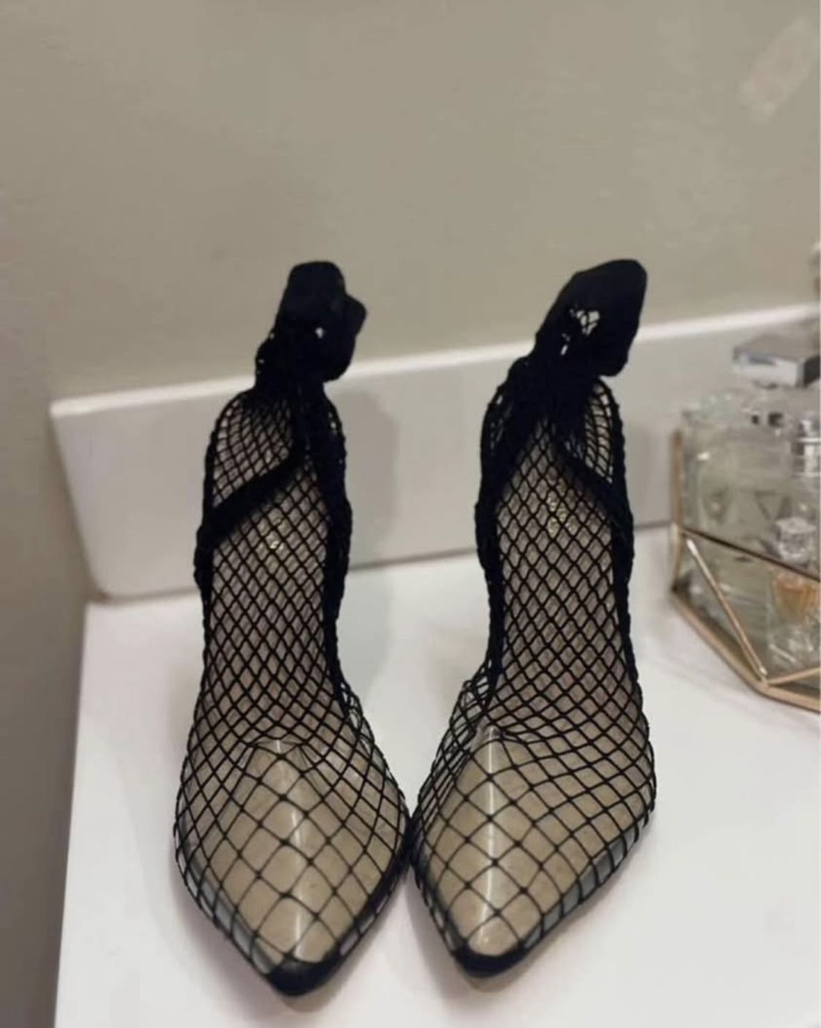 Women Fishnet Heels