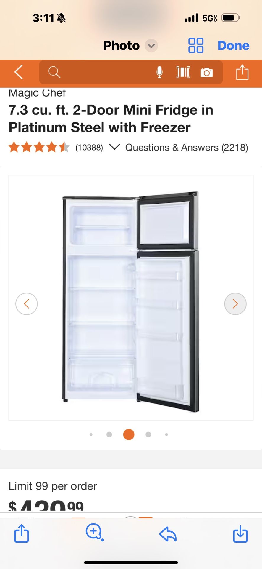 Magic Chef 7.3 cu. ft. 2 Door Mini Fridge