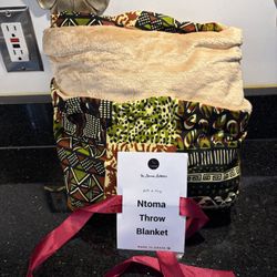 Ntoma Colorful Throw Blanket Handmade in Ghana Soft Cozy 44x66” with Storage Bag