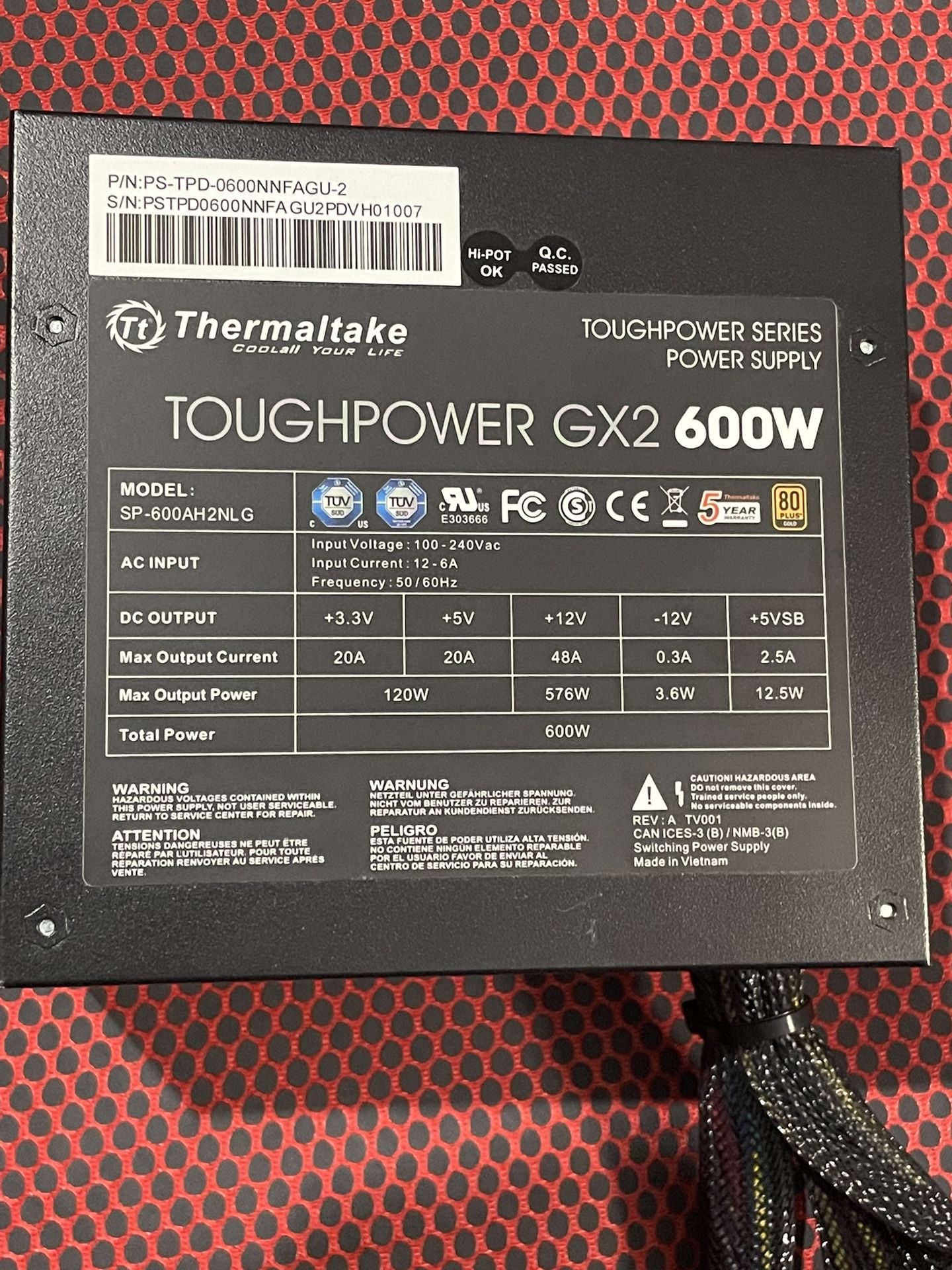 Thermaltake 600 Watt Power Supply