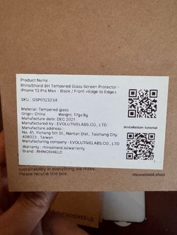 RhinoShield tempered glass screen protector