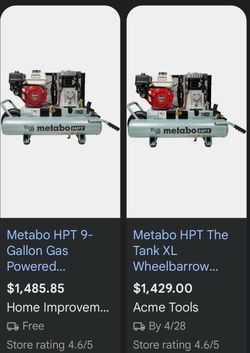 metabo hpt 8.0-gallon portable gas 145 psi horizontal air compressor