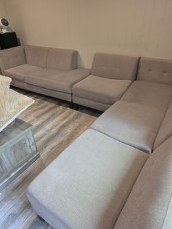4-Piece Beige L-Shaped Sectional Sofa