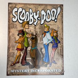 Scooby-Doo Gang Mystery INC Decorative Metal Tin Sign. 16” H X 12 1/2” W