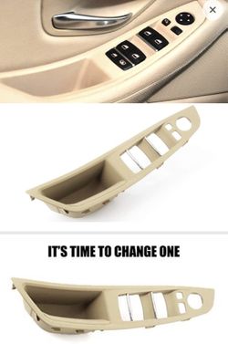 FEXON Driver Side Door Handle Replacement for BMW 5 Series,Window Switch Armrest Panel,Inner Pull Handle Trim Panel Cover Replacement for 2010-2016 BM