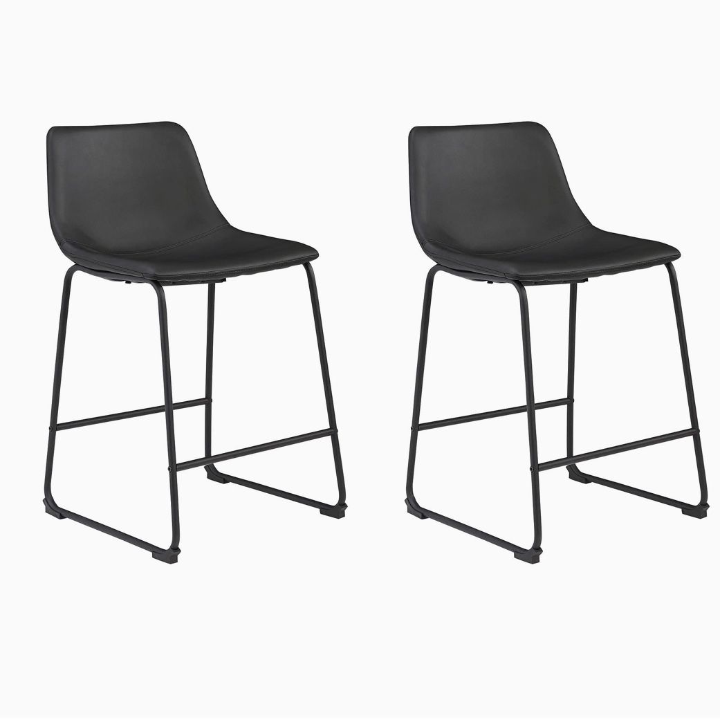 24” counter height black barstools set of 2 