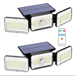 Solar Lights Outdoor Waterproof, Motion Sensor & Flood Outdoor Lights with Remote Control 2 pack