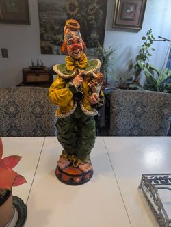 1966 Vintage Clown With Poodle Statue