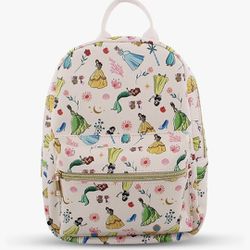 Disney Princess Faux Leather Mini Backpack with 10" Adjustable Straps (Blush Pink)