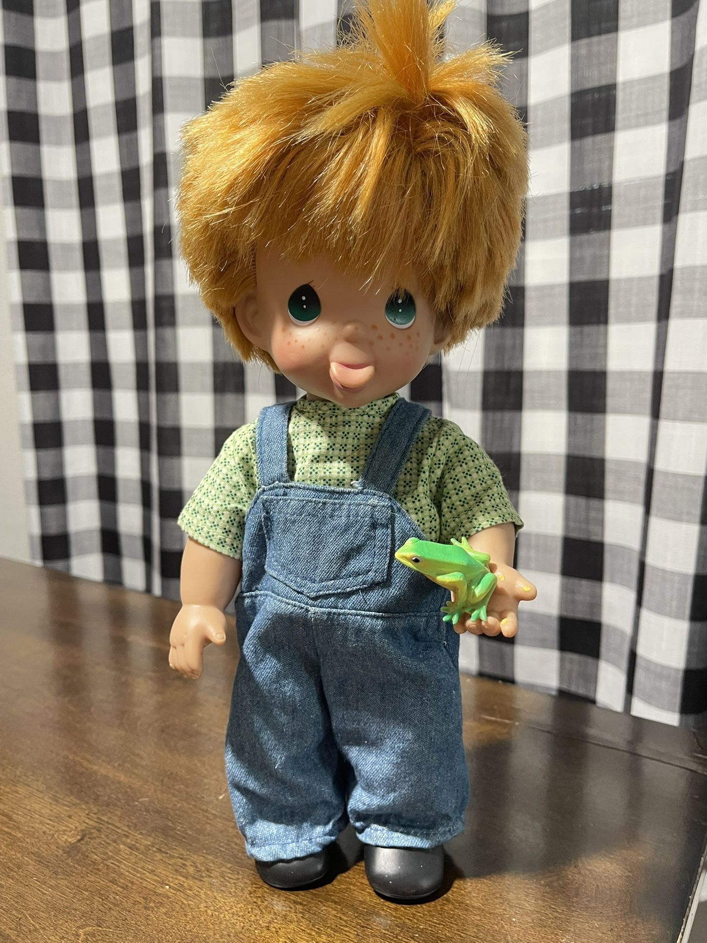 Precious Moments Boys WIll Be Boys Doll 12" Overalls Frog Slingshot Blonde#1