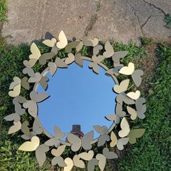 Metal Gold Butterfly Decorative Mirror 