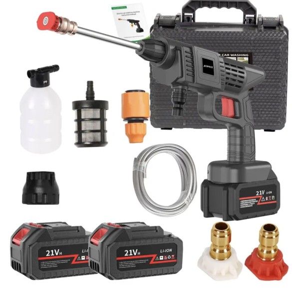 NEW Cordless Pressure Washer Gun w/ 2 Batteries - Home/Car Washing