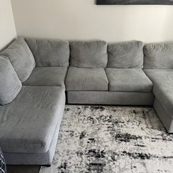 Gray Broyhill Sectional Couch 