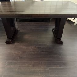 Dark Brown Wood Dining Table 76” X 40”